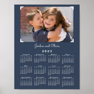 Poster Calendrier 2023 avec votre photo et votre nom sur 
