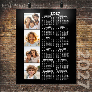 Poster Calendrier 2024 avec un collage de 4 photos - noir