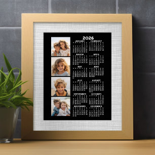 Poster Calendrier 2024 avec un collage de 4 photos - noir