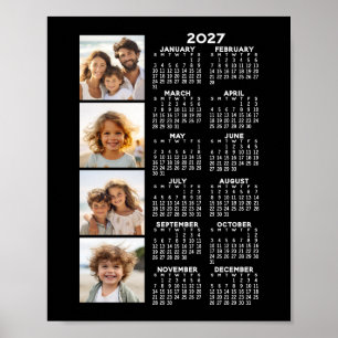 Poster Calendrier 2024 avec un collage de 4 photos - noir