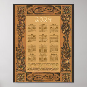 Poster Calendrier 2024 Château de Windsor Grinling Gibbon