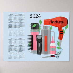 Poster Calendrier 2024 Design de liste de cheveux