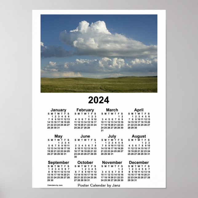 Poster Calendrier 2024 du Nebraska Sandhills par Janz Pos (Devant)