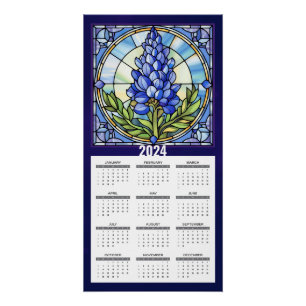 Poster Calendrier 2024 du Texas Bluebonnet