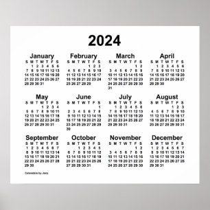 Poster Calendrier 2024 fond blanc de Janz