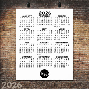 Poster Calendrier 2024 - Minimaliste Noir Blanc de Base