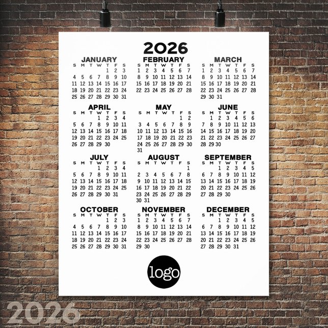 Poster Calendrier 2024 - Minimaliste Noir Blanc de Base (2026 Calendar Poster)