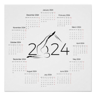 Poster Calendrier 2024 pour instructeur Pilates