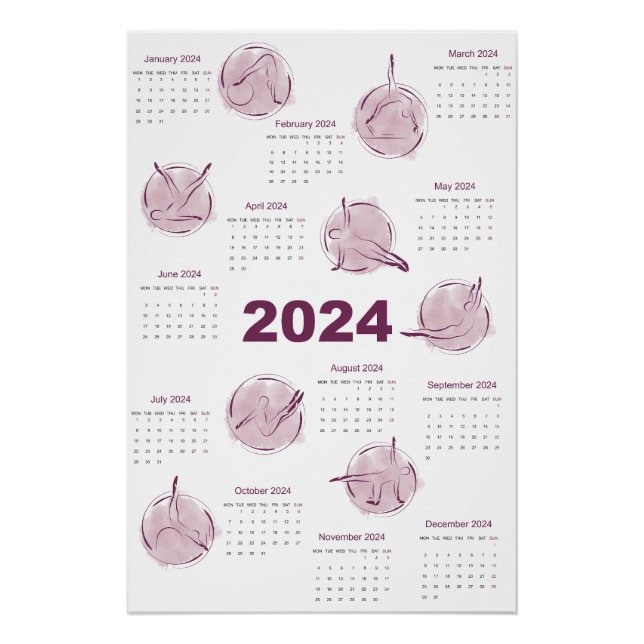 Poster Calendrier 2024 pour instructeur Pilates (Devant)