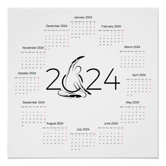 Poster Calendrier 2024 pour instructeur Pilates (Devant)