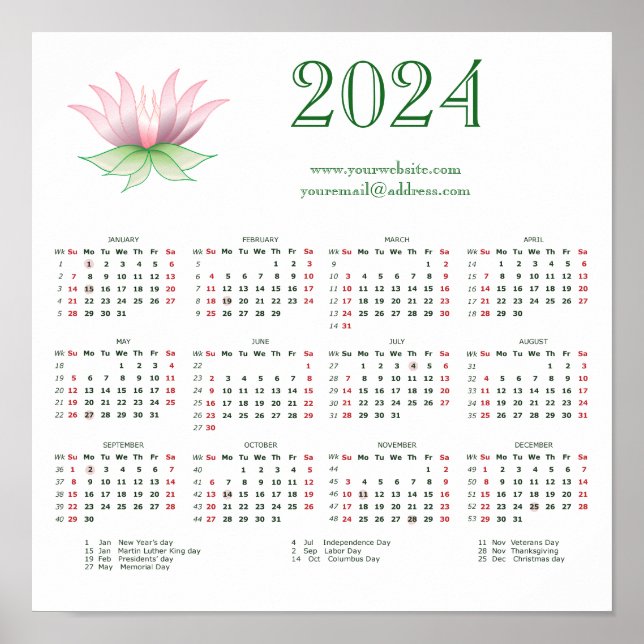 Poster Calendrier 2024 pour les entreprises (Devant)