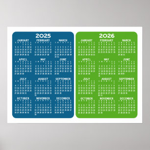 Poster Calendrier 2025 2026 - Minimal Basique  2 ans