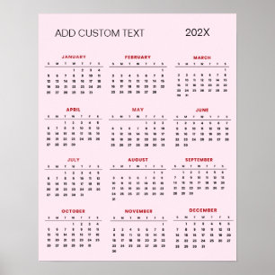 Poster Calendrier 2025 avec texte personnalisé tendance  