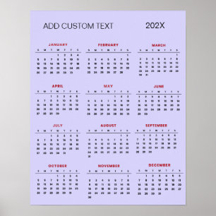 Poster Calendrier 2025 avec texte personnalisé tendance