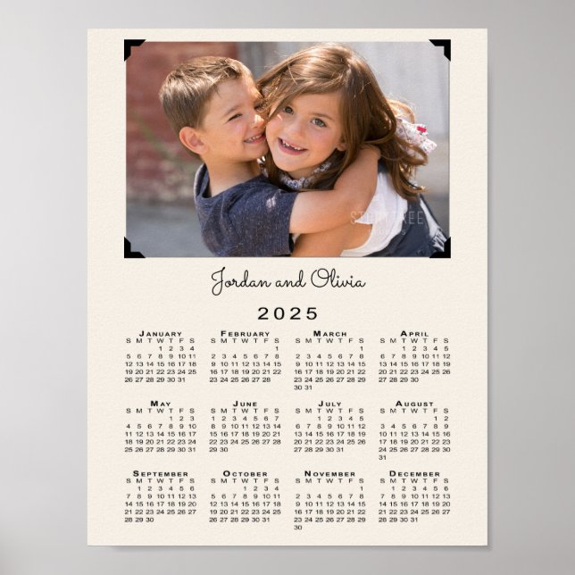 Poster Calendrier 2025 avec votre photo et votre nom sur  (Devant)
