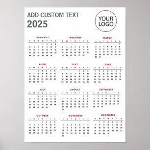 Poster Calendrier 2025 Logo et Texte d'entreprise Profess