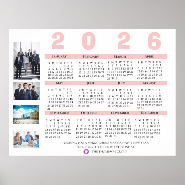 Poster Calendrier 2025 Multi Photo Noël Cadeau Entreprise (Devant)