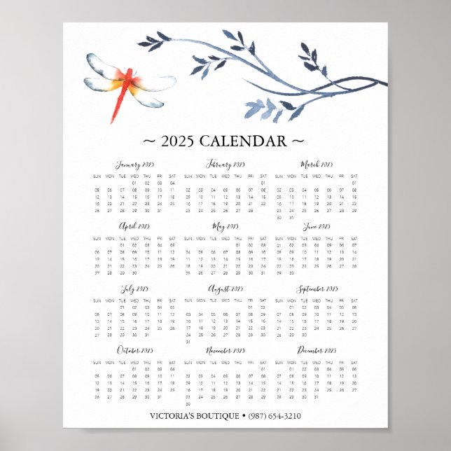 Poster Calendrier 2025 Red Dragonfly Business Promo (Devant)