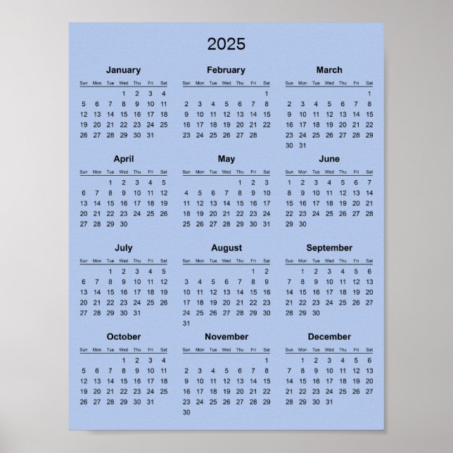 Poster Calendrier 2025 Simple et Élégant |  (Devant)