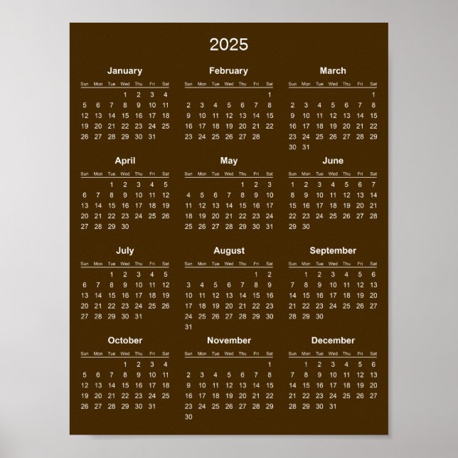 Poster Calendrier 2025 Simple et Élégant |  (Devant)