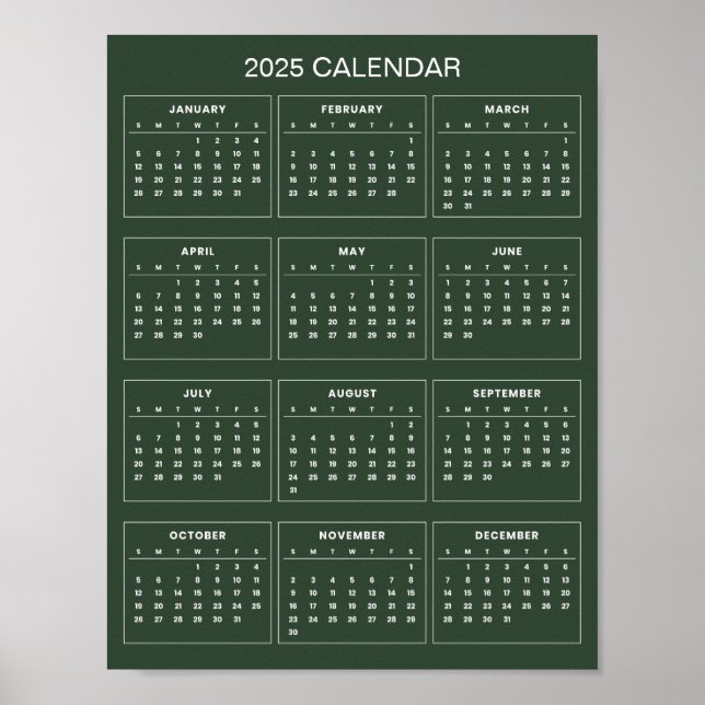 Poster Calendrier 2025 Simple et Élégant |  (Devant)