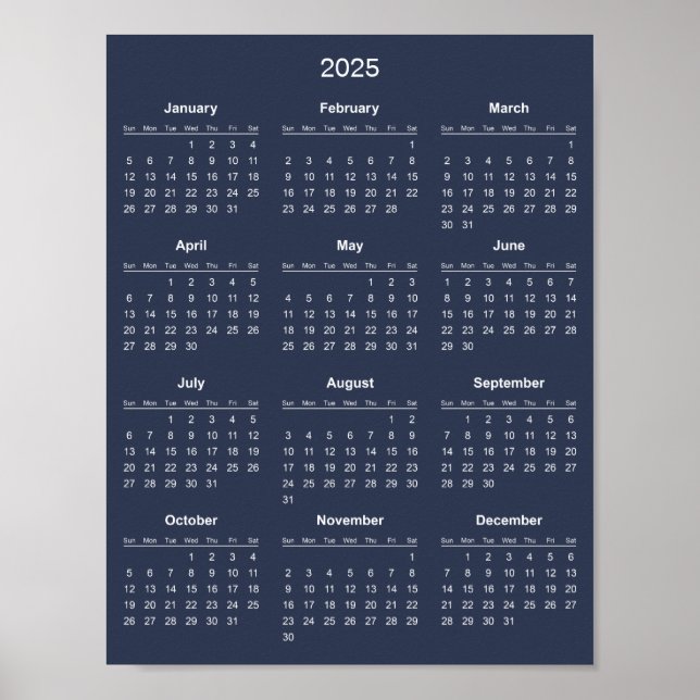Poster Calendrier 2025 simple mais élégant | (Devant)