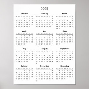 Poster Calendrier 2025 simple mais élégant  