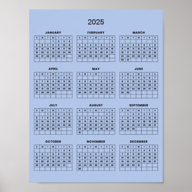 Poster Calendrier 2025 Simple mais Élégant |  (Devant)