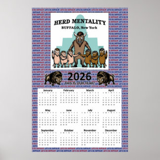 Poster Calendrier 2026 de la mentalité de troupeau (18 x 
