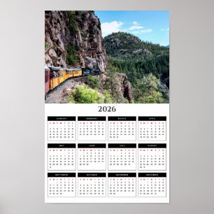 Poster Calendrier 2026 du train de montagne de Durango Co