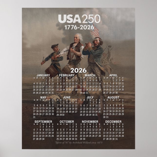 Poster Calendrier 2026 - Esprit de 76 - 250 ans d'Amériqu (Devant)