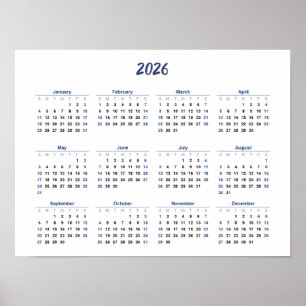 Poster Calendrier 2026 Par Mois Accueil Bureau scolaire M