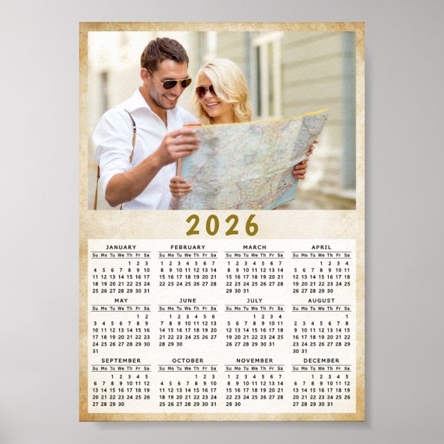 Poster Calendrier 2026 Photo personnalisée (Devant)
