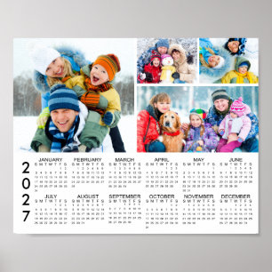 Poster Calendrier 2026 pour collage de 4 photos personnal