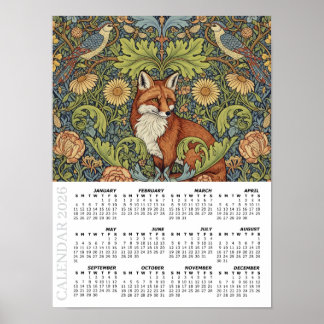Poster Calendrier 2026, Renard de jardin, Huppe, William 