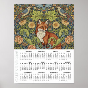 Poster Calendrier 2026, Renard du jardin, Huppe, William 