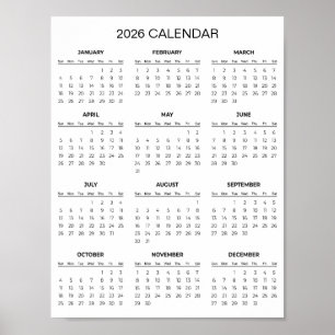 Poster Calendrier 2026 Simple et Élégant   