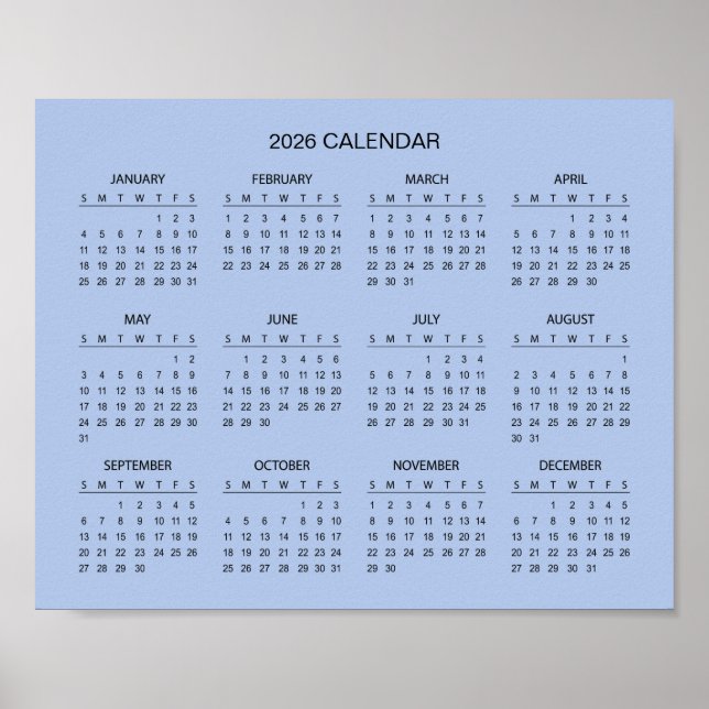 Poster Calendrier 2026 Simple mais Élégant |  (Devant)