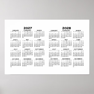 Poster Calendrier 2027 2028 - Minimal Basique 2 ans