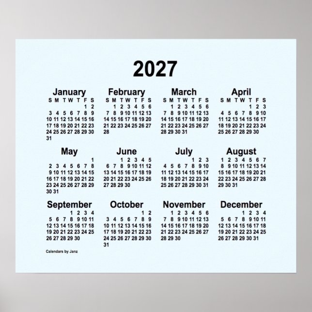 Poster Calendrier 2027 Alice Blue par Janz Print (Devant)
