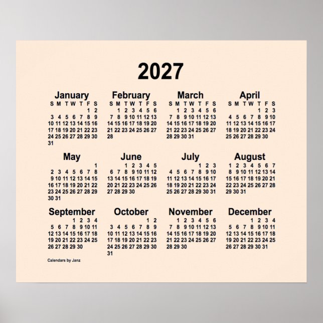 Poster Calendrier 2027 Antique White de Janz Print (Devant)