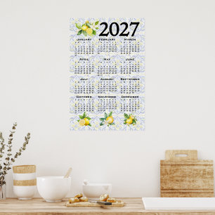 Poster Calendrier 2027 Citrons Tuiles Méditerranéennes It
