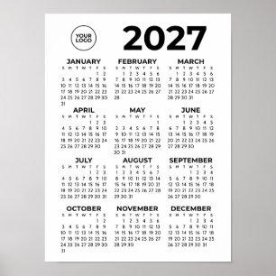 Poster Calendrier 2027 Entreprise Moderne avec Logo