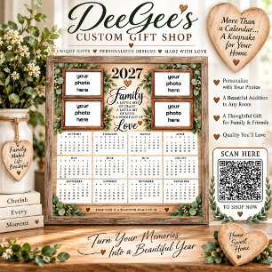 Poster Calendrier 2027 Famille Citation Rustique Ferme