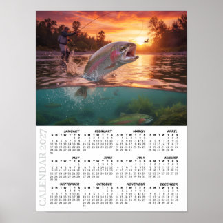 Poster Calendrier 2027, Pêche à la mouche, Truite / Poiss