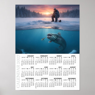 Poster Calendrier 2027, Poisson-chat, Pêche sur glace / P