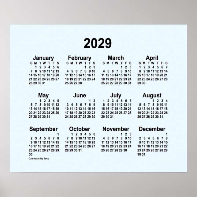 Poster Calendrier 2029 Bleu Alice par Janz Print (Devant)