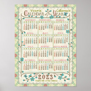 Poster Calendrier annuel 2023 Art nouveau victorien   Sur