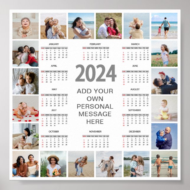 Poster Calendrier annuel 2024 en collage de 20 photos (Devant)