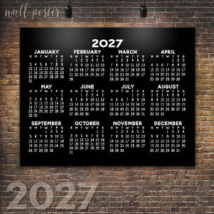 Poster Calendrier annuel 2024 - horizontal - Noir